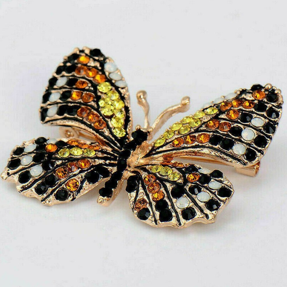 Sparkling MONARCH Butterfly Rhinestone Brooch - Picture 7 of 7